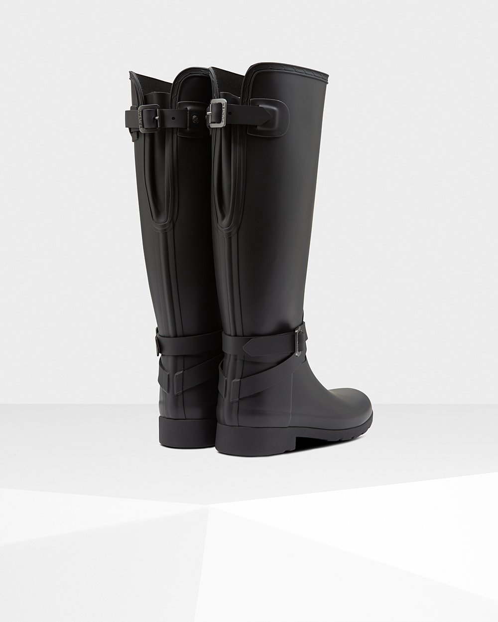 Womens Tall Rain Boots - Hunter Refined Slim Fit Adjustable (23ZPQGMKX) - Black